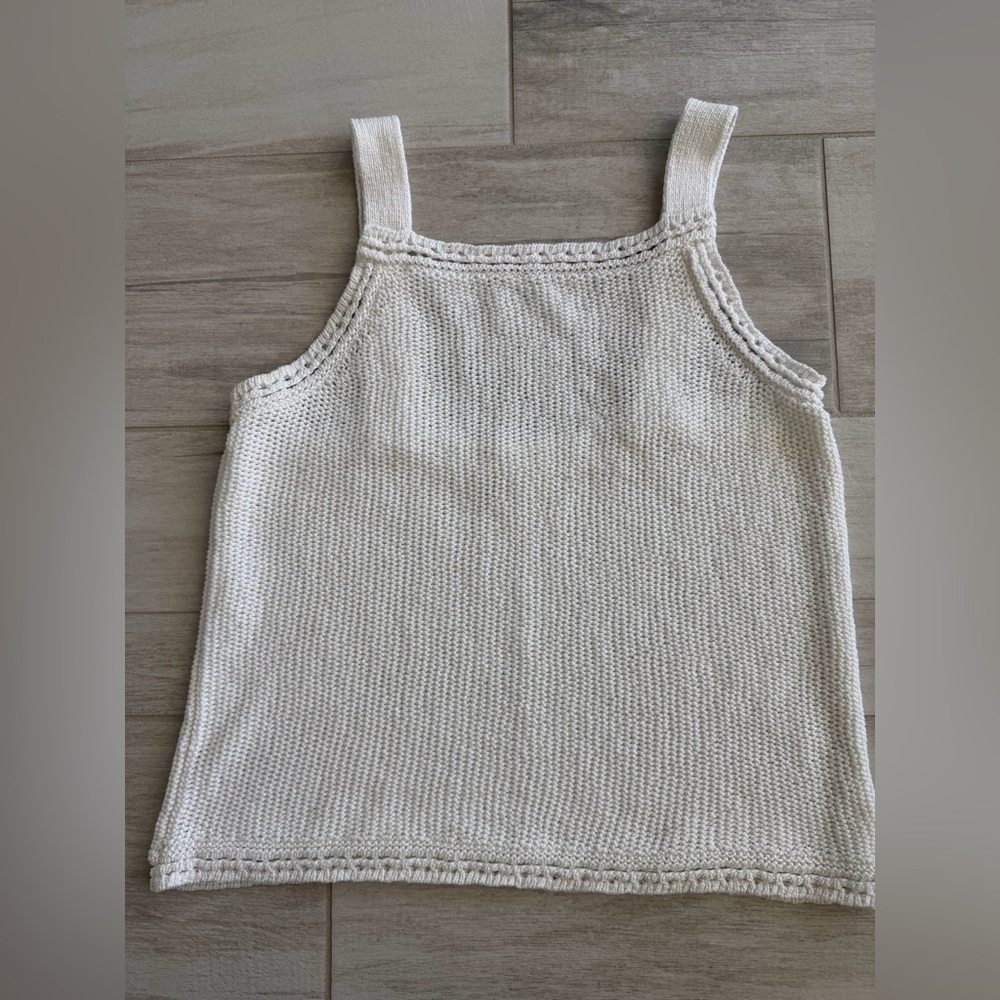 Banana Republic White Cropped Cotton Sweater Tank Size M-L
